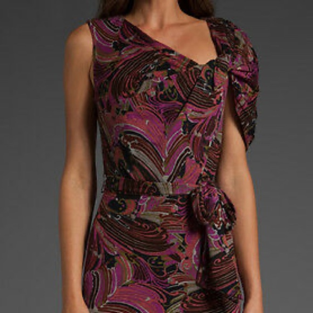 Trina Turk Raven Plumes Patterned Dress